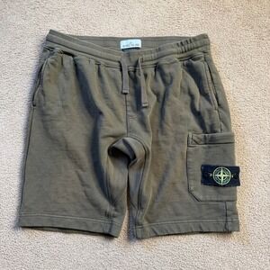 Stone Island Organic Cotton Sweatshorts Men's Extra Large Military Green Cargo